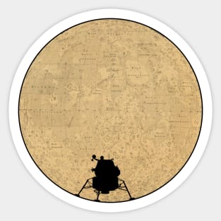 Moon Map with Lunar Landing Module Sticker